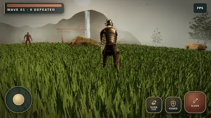 Shadow of the Pass playtest screenshot: an armored samurai, grass, a torii gate and touch combat controls