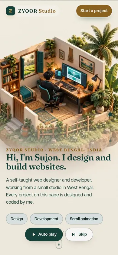 Zyqor Studio portfolio, phone build