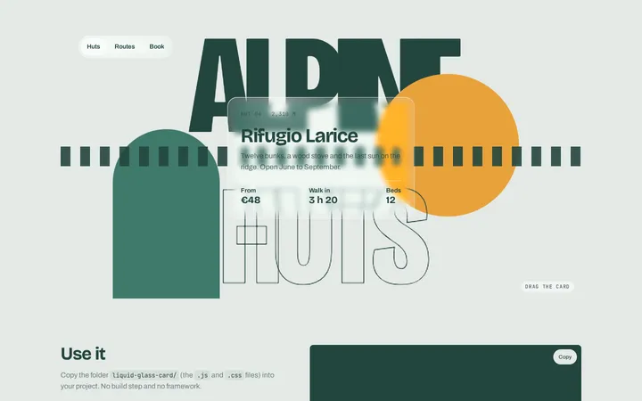 Liquid glass card component demo