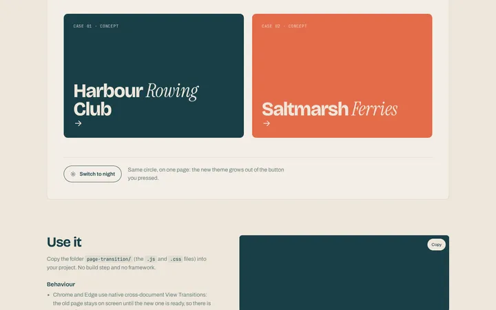 Page transition component demo