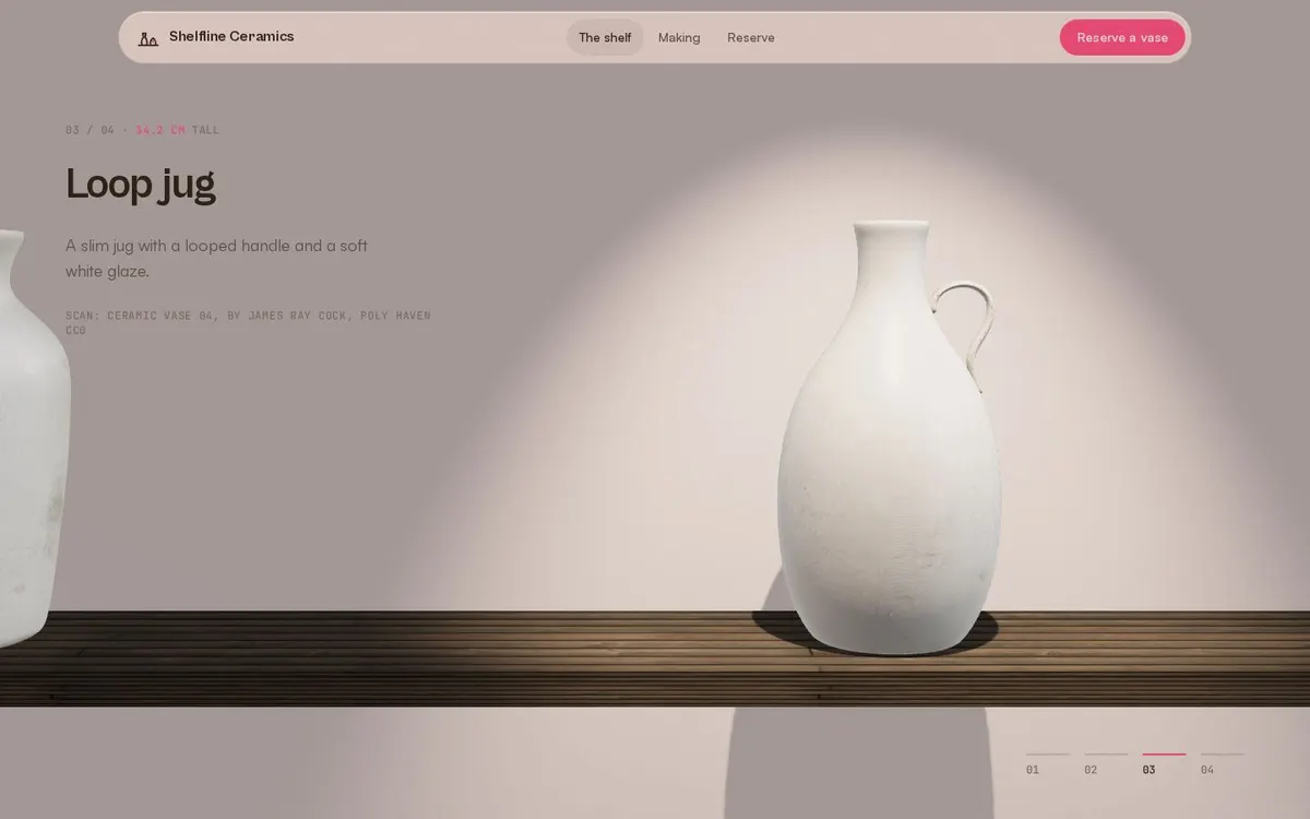 Shelfline Ceramics concept page