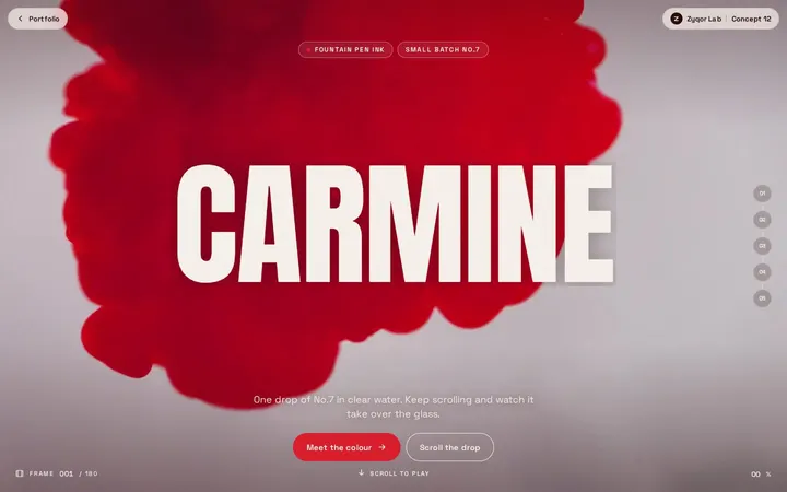 Carmine No.7 concept, first screen