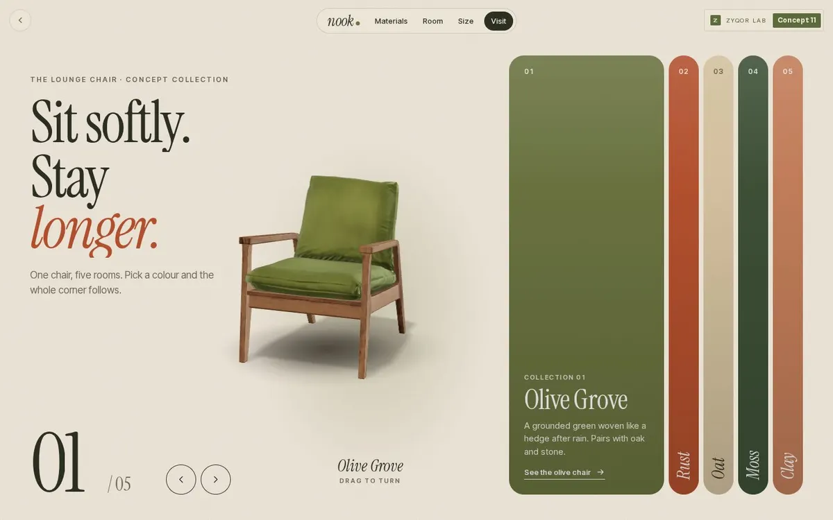 Nook concept, first screen