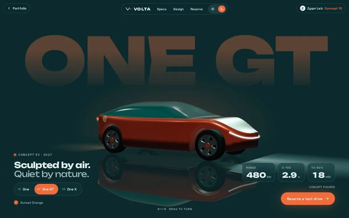Volta One concept, first screen